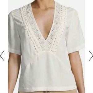 A.L.C. Silk Blouse Ivory Size 6 READ